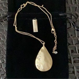 Nordstrom hammered gold crystal teardrop necklace